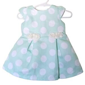 Wendy Bellissimo Mint Green, White‎ Polka Dot Infant Dress 9 Months
